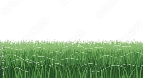 Lush Green Grass Field with Subtle White Wavy Lines - Nature Background