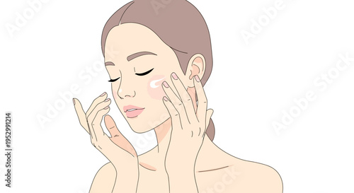 Woman applying face cream, skincare routine, beauty, healthy skin, self care