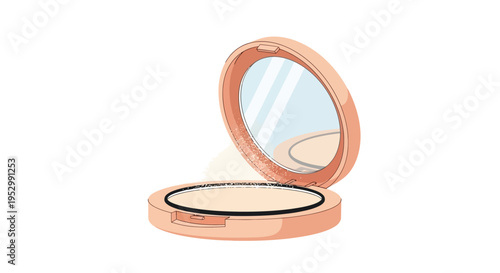 Open Compact Powder with Mirror and Puff, Makeup Essential