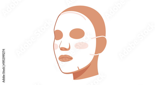 Woman's Face with Sheet Mask and Headband, Skincare Routine, Beauty Treatment