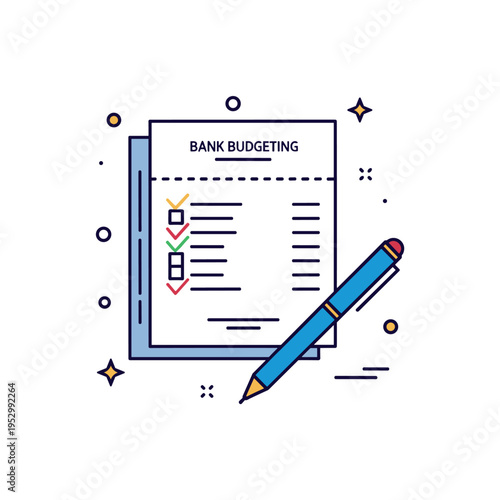 Personal budgeting concept featuring a bank statement document with marked transaction lines and a pen resting diagonally across the page, symbolizing expense
