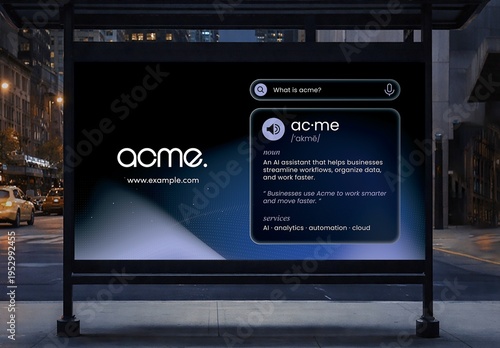 Search Suggestion Ad Concept Template, AI startup promo poster, digital billboard banner layout
