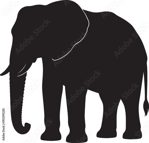 Graceful silhouette of an elephant standing calmly in a natural setting