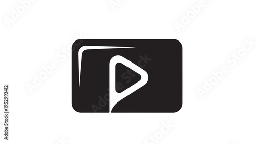 Modern video play button icon silhouette, media player symbol