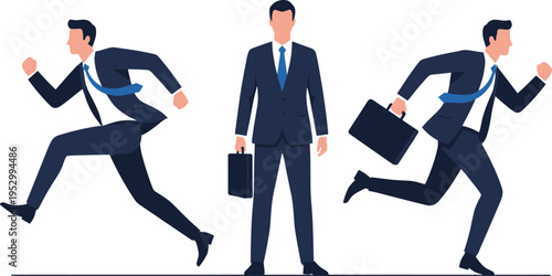 Collection of black male silhouettes in various standing and walking poses isolated on white background