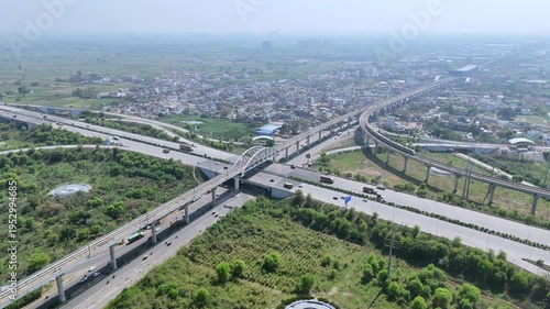 Aerial view of Highways in India, Eastern Peripheral Expressway outer circle of Delhi