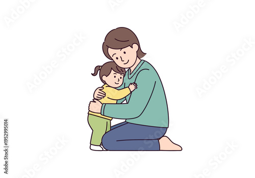 Woman Holding Little Girl in Her Arms.