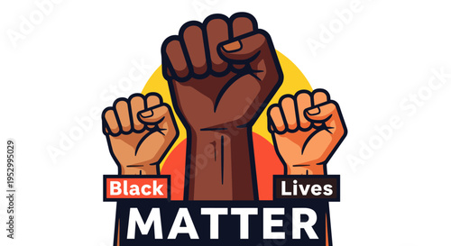 A powerful illustration of raised fists symbolizing solidarity, featuring a modern, vibrant design related to social justice