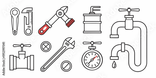 Plumbing tools and fixtures wrench pipe