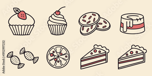 Desserts and Sweets Line cupcake candy