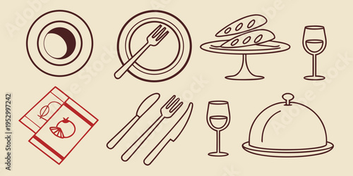 Dining Table Setting Food plate fork knife