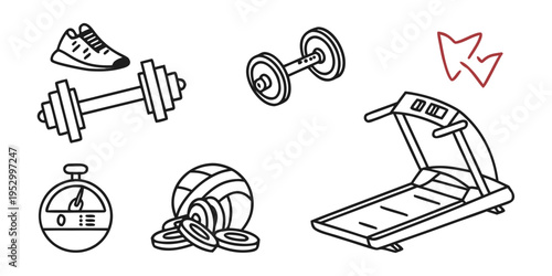 Fitness Equipment Gym Workout dumbbells treadmill