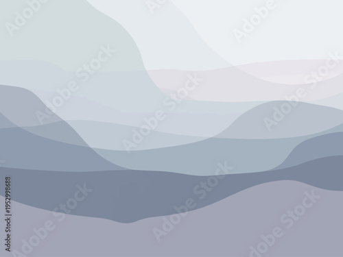 Gray Hazy Mountain Landscape Illustration.