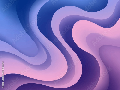 Abstract Wavy Lines in Blue Purple Hues.