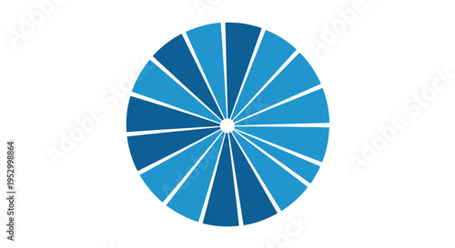 Minimalist blue and dark blue segmented radial chart graphic representing business data and proportions effectively