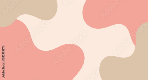 Soft, organic, flowing shapes in warm peach, light pink, and beige tones create a serene and modern aesthetic.