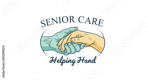 Graphic Illustration of a Helping Hand for Senior Care, Elderly Assistance, and Compassionate Support Concept