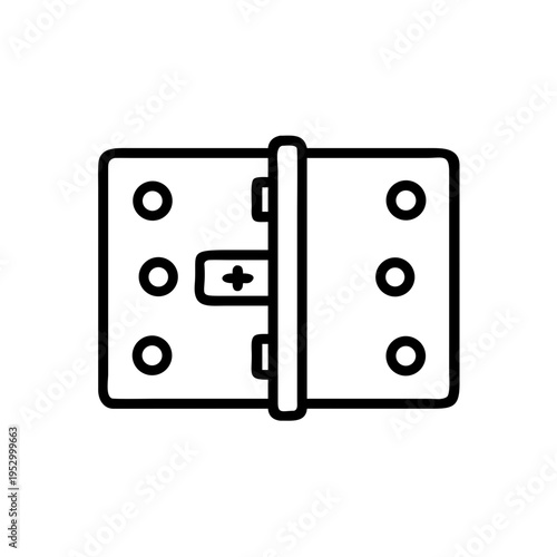 Minimalist door hinge line icon, metal hardware butt hinge vector illustration, industrial furniture joint symbol for construction