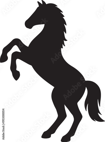 Horse silhouette rearing up on hind legs strong powerful animal outline