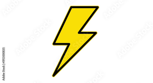 Striking bright yellow electrical hazard symbol graphic with thick black outline on solid black background