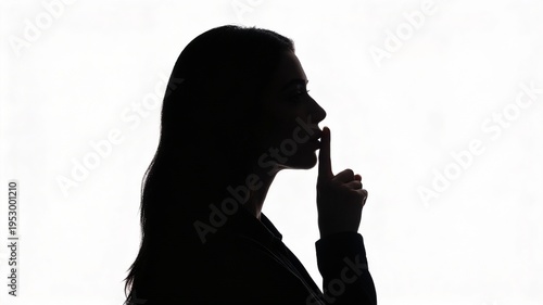 Shhh: Silhouette of Woman Signaling Silence