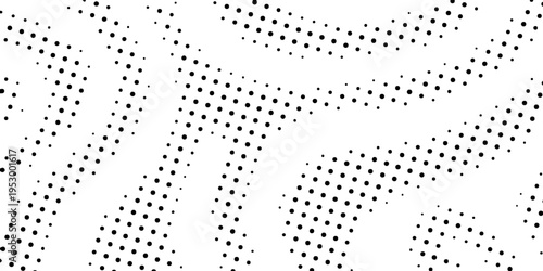 Minimalist design featuring scattered black dots arranged in angular lines over a clean white backdrop.