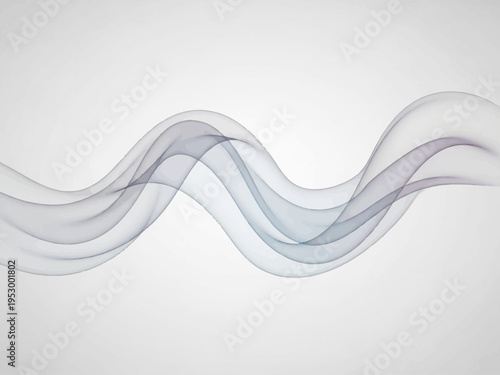 Wavy Transparent Fabric Layers on White Background.