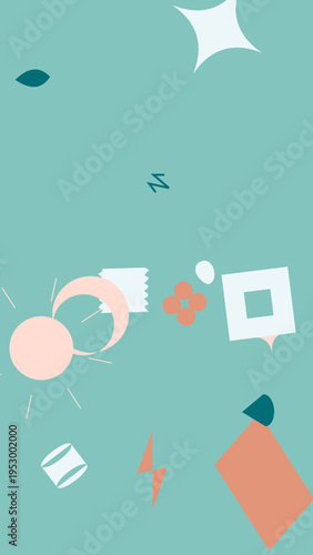 Playful Abstract Shapes on Teal Background