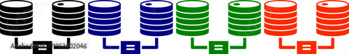 Database icon set technology server network storage system computing digital data infrastructure