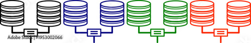 Database icon set technology server network storage system computing digital data infrastructure
