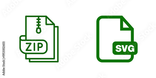 Fotografía ZIP and SVG File Format Icons isolated on transparent background