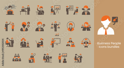 A collection of 25 cartoon style illustrations of people in various professions and poses