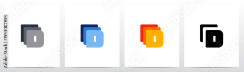 Squares Rounded Corners Stack Layers Initial Letter Logo Design D