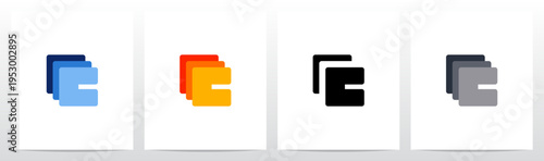 Squares Rounded Corners Stack Layers Initial Letter Logo Design C
