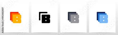 Squares Rounded Corners Stack Layers Initial Letter Logo Design B