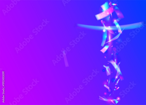 Carnival Glitter. Foil Christmas Serpentine. Digital Poster. Unicorn Tinsel. Retro Sparkle. Hologram Ribbon. Purple Laser Background. Carnaval Effect. Pink Carnival Glitter