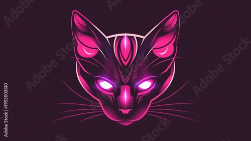 Künstlerische, abstrakte Darstellung eines Katzen Kopfes.