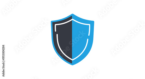 Iconic blue and black shield icon representing digital security protection and robust defense systems clearly visible