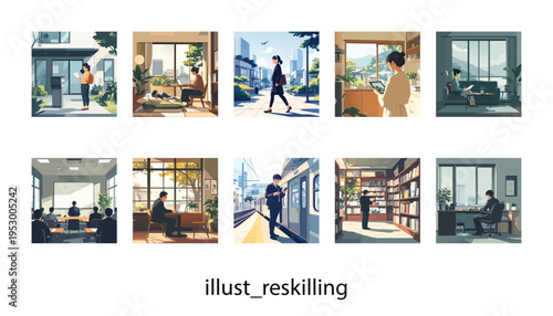 リスキリングと自己啓発_イラスト素材