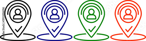Location pin with user profile inside indicating personal search and navigation for user targeting