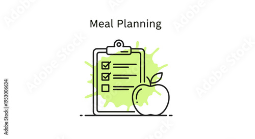 Meal Planning Checklist and Apple Icon Representing Healthy Eating