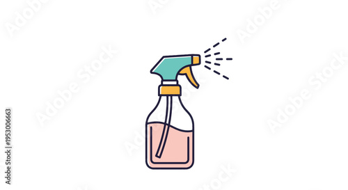 Spray Bottle with Liquid and Spraying Effect