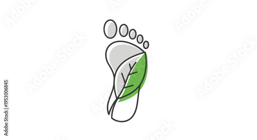 Footprint with Leaf Symbolizing Nature and Sustainability