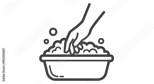 Hand Washing Clothes in a Basin with Soap Suds and Bubbles