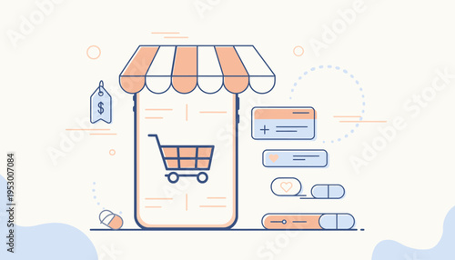 Seamless Online Pharmacy Experience Mobile E-commerce Application with Shopping Cart, Medical Pills, and Secure Payment System for Digital Healthcare Services