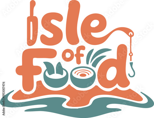 A colorful logo for a food brand called Isle of Food
