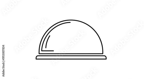 Minimalist line art icon of a food cloche or serving dome on a plate, representing fine dining, restaurant service, and catering.