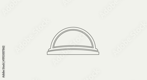 Modern Minimalist Outline Semi-Circular Arch Dome Icon. Simple Line Art Graphic Element Vector Illustration.