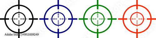 Target reticle crosshair sight sniper scope aiming symbol weapon game black blue green red