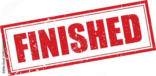 Red Finished Rubber Stamp Sign Mark Word Text Written in Grunge Vector in Grunge Border in Transparent Background, Svg, Png